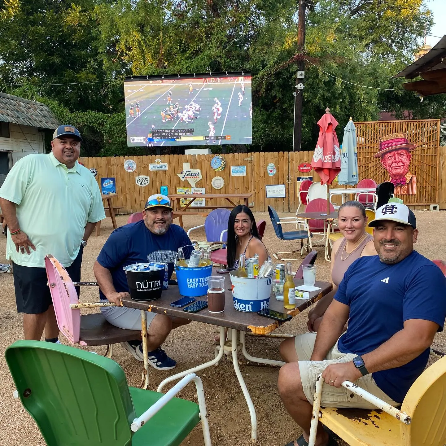 Backyard patio watching sports