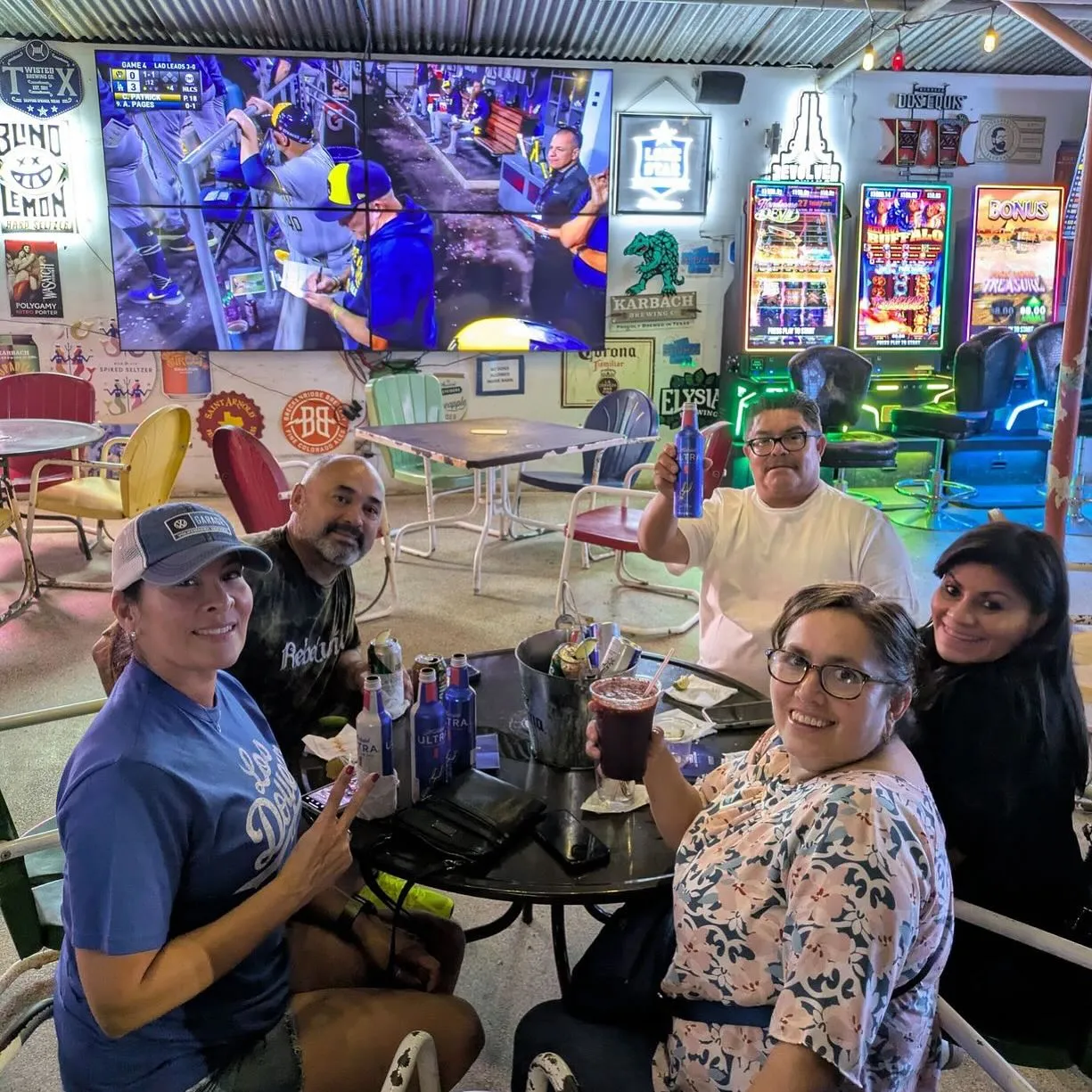 Barn bar interior with sports screens
