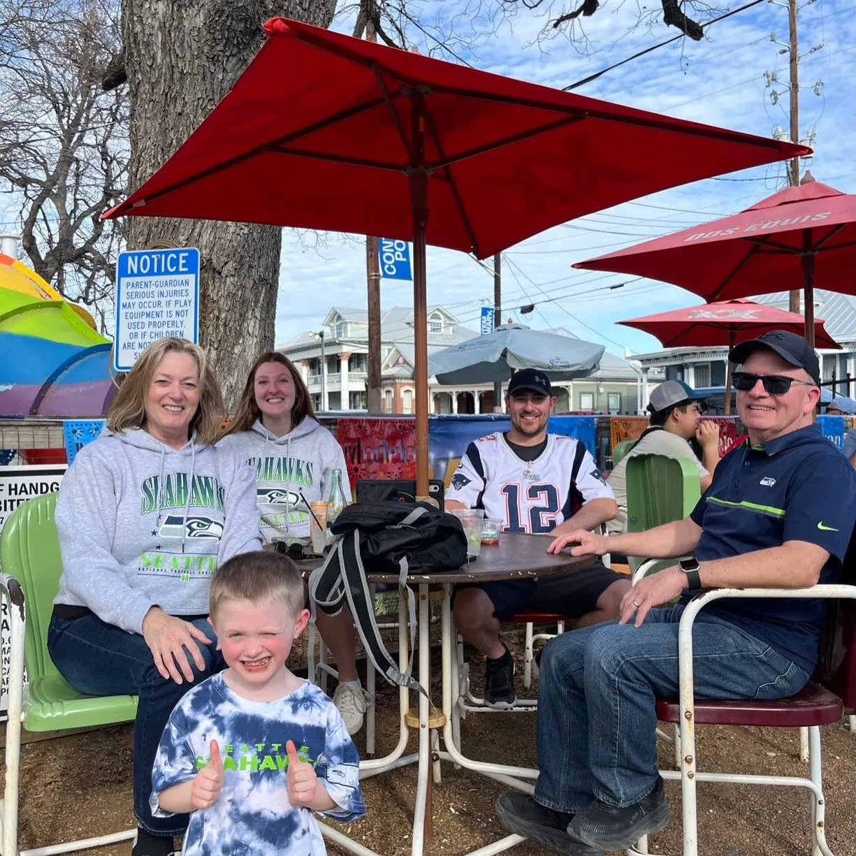 A family enjoying the patio