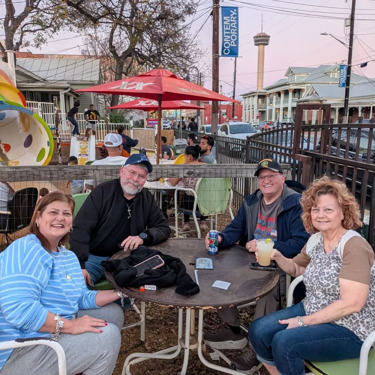 Friends hanging out at The Friendly Spot